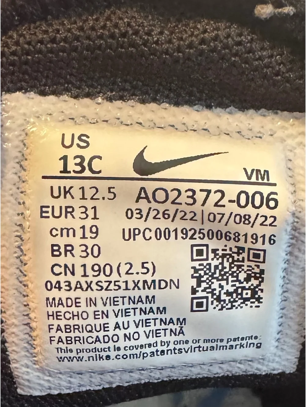 Nike Air Max 270 Triple Black Kids Sneakers Sz 13C AO2372-006